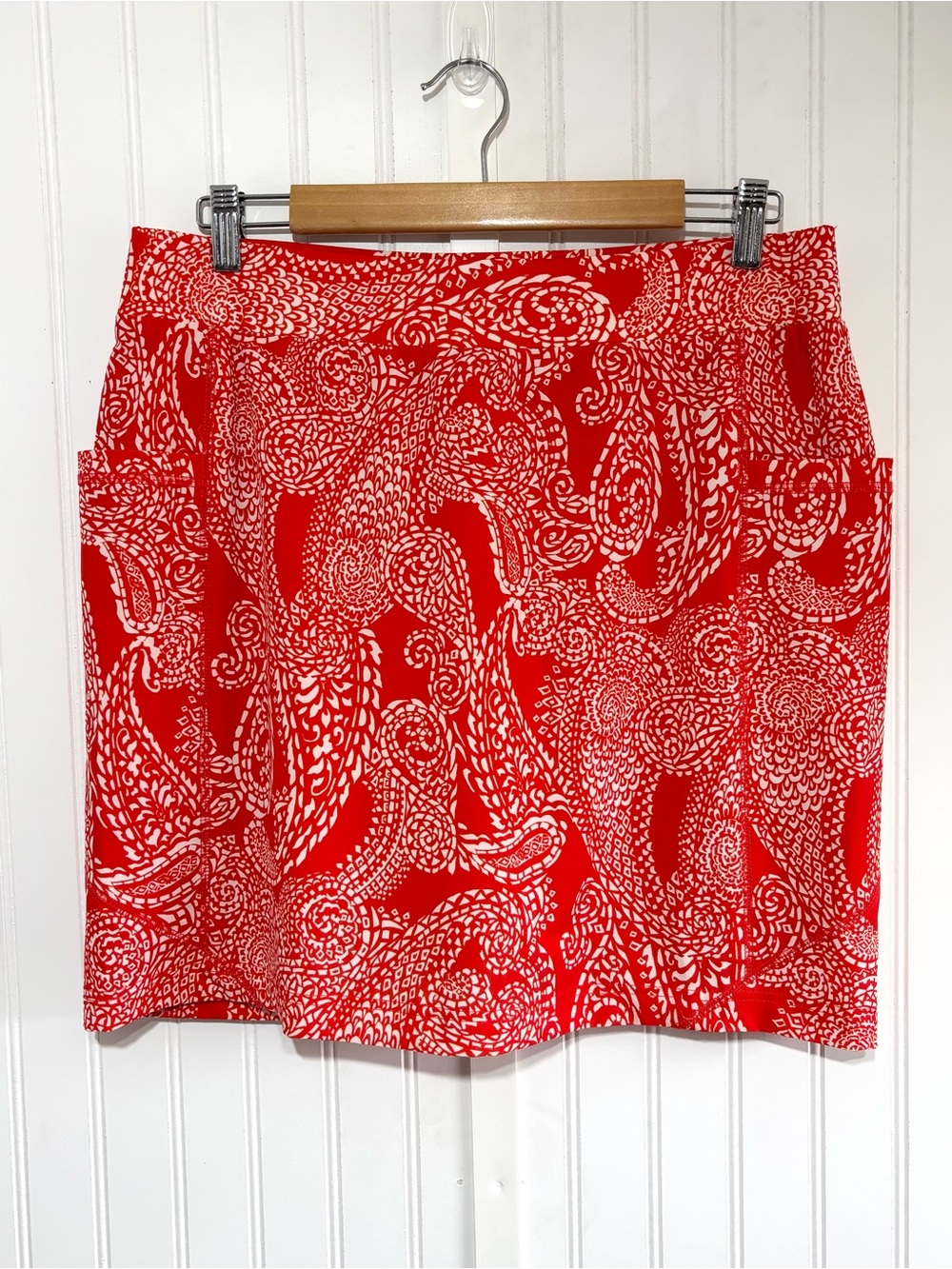 Chico’s Orange White Paisley Print Skort Skirt Size 1 (US 8) Golf Travel Preppy